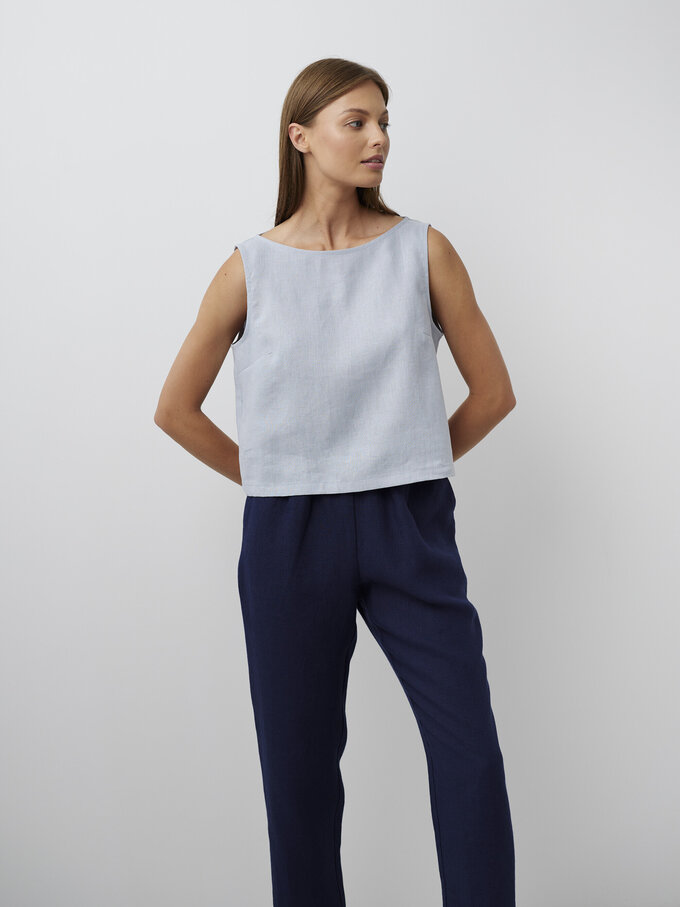 Image 4 of SONATE Linen Tank Top in Bluestone from ALBERALKIRK
