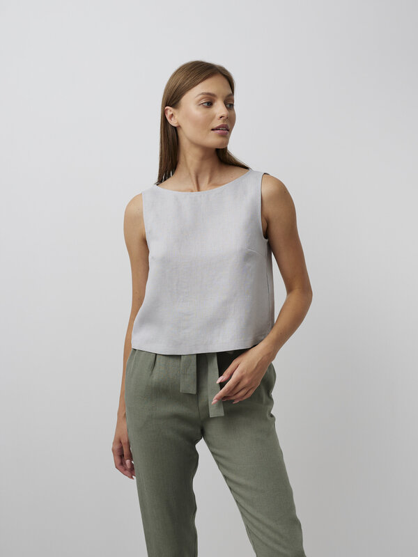 Image 1 of SONATE Linen Tank Top in Cloudy Grey from Love and Confuse