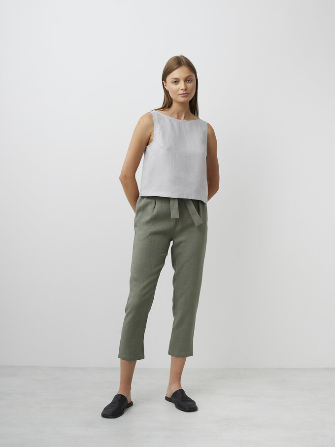 Image 2 of SONATE Linen Tank Top in Cloudy Grey from ALBERALKIRK