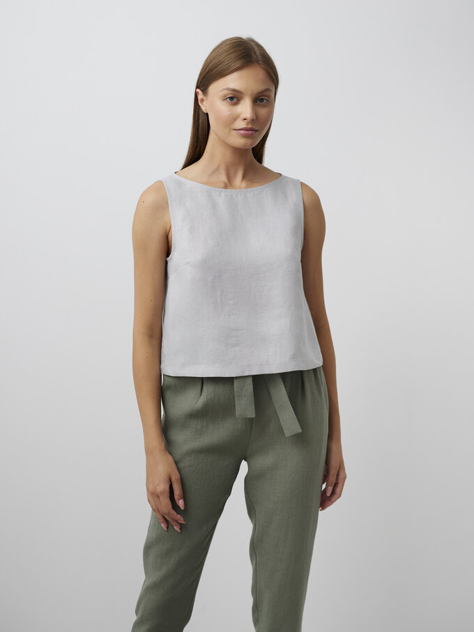 Image 3 of SONATE Linen Tank Top in Cloudy Grey from ALBERALKIRK