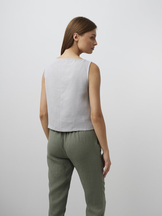 Image 5 of SONATE Linen Tank Top in Cloudy Grey from ALBERALKIRK
