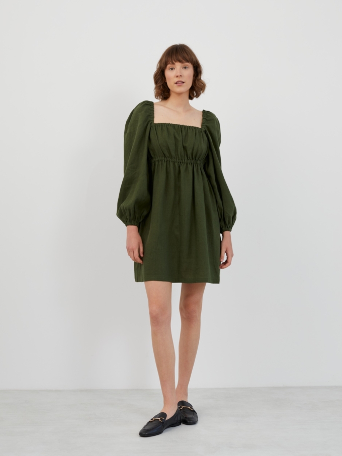 Image 2 of TALULLA Linen Mini Dress in Forest Green from ALBERALKIRK