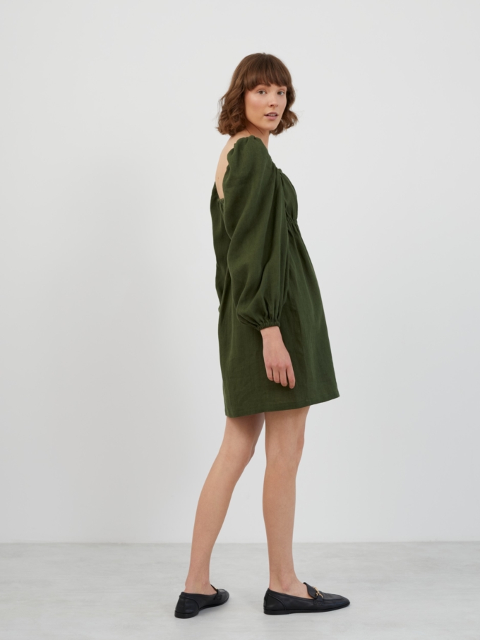 Image 4 of TALULLA Linen Mini Dress in Forest Green from ALBERALKIRK