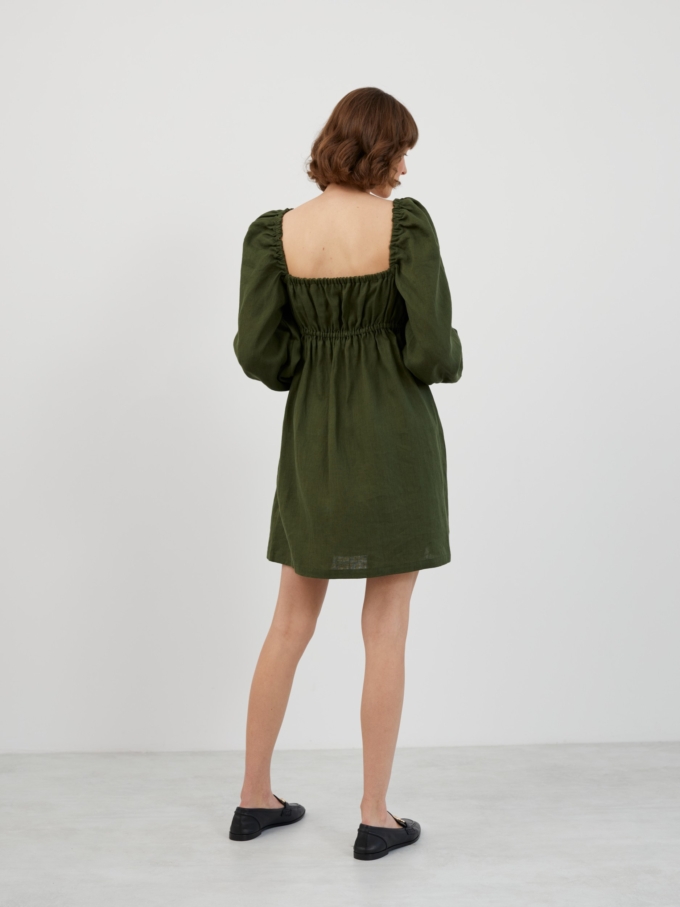 Image 5 of TALULLA Linen Mini Dress in Forest Green from ALBERALKIRK