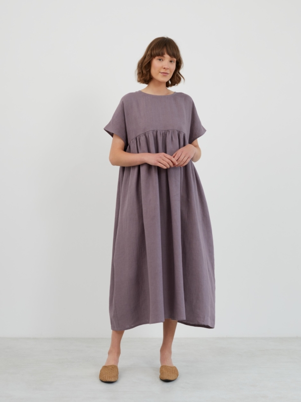 Image 1 of TULLIA Linen Midi Dress in Lavender Violet from ALBERALKIRK