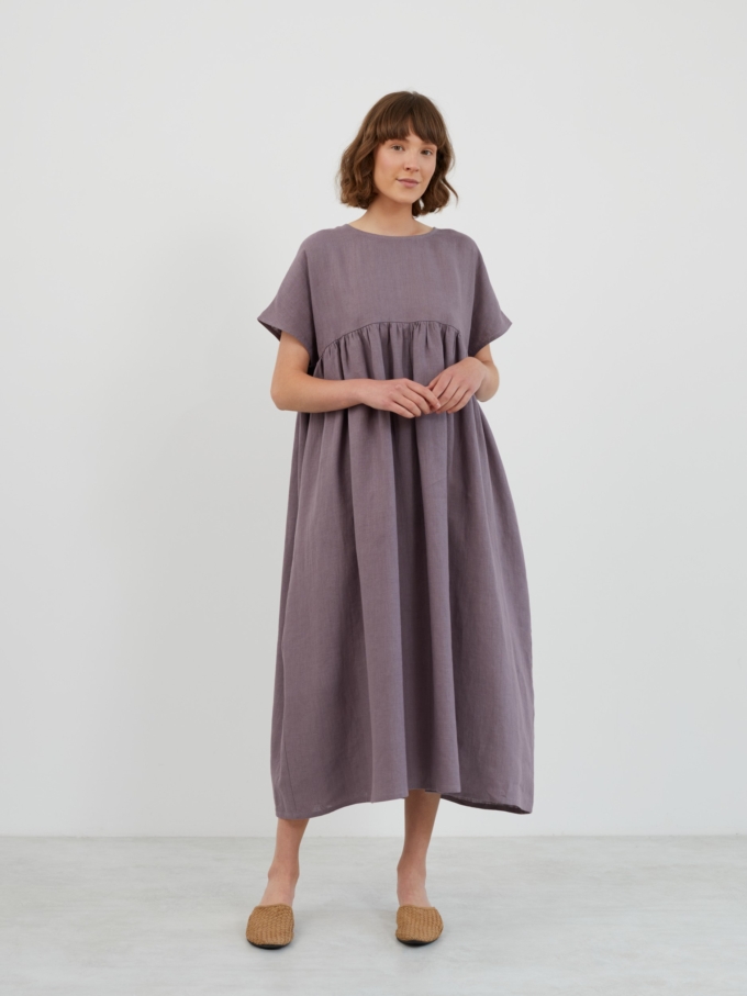 Image 1 of TULLIA Linen Midi Dress in Lavender Violet from ALBERALKIRK