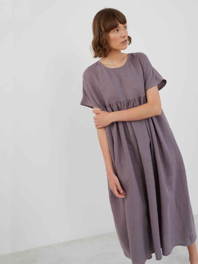 Image 2 of TULLIA Linen Midi Dress in Lavender Violet from ALBERALKIRK