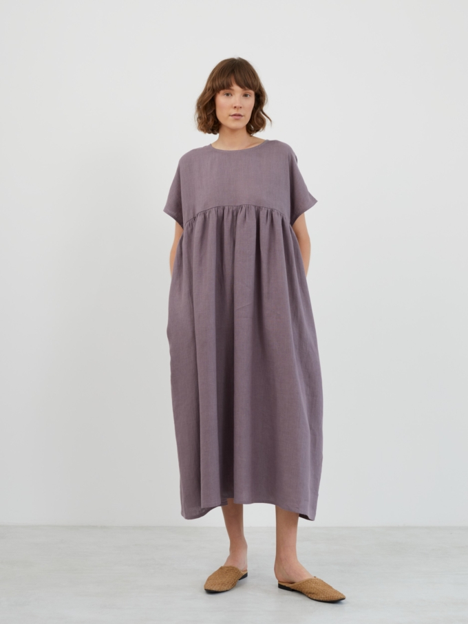 Image 3 of TULLIA Linen Midi Dress in Lavender Violet from ALBERALKIRK