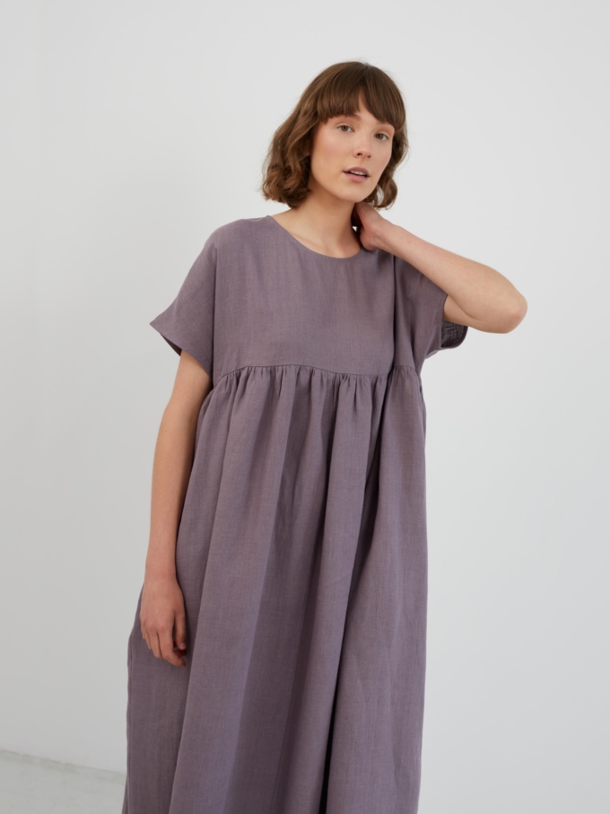 Image 4 of TULLIA Linen Midi Dress in Lavender Violet from ALBERALKIRK