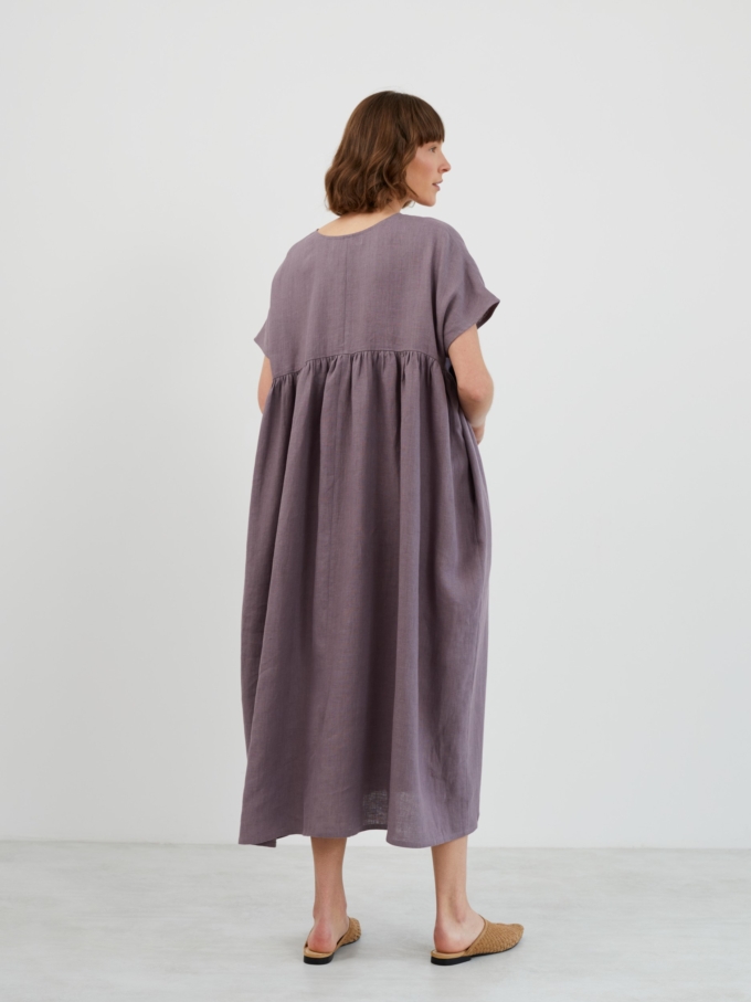 Image 5 of TULLIA Linen Midi Dress in Lavender Violet from ALBERALKIRK