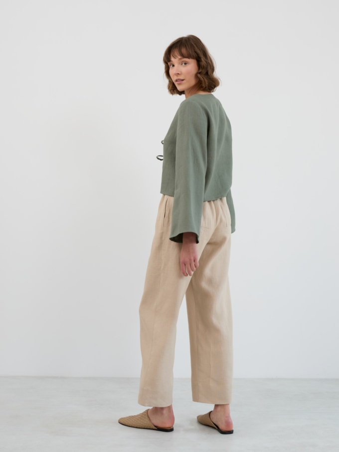 Image 5 of ULA Flat Front Linen Pants in Beige from ALBERALKIRK
